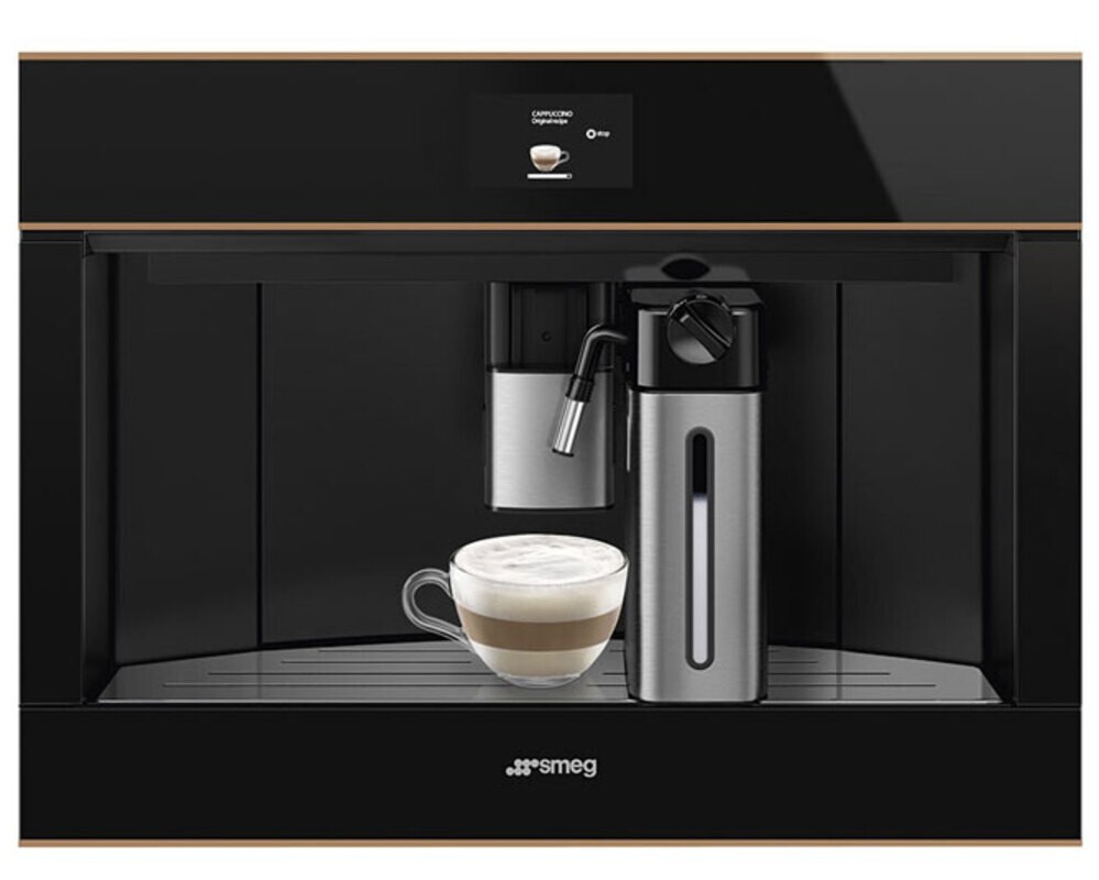 SMEG CMS4604NRRU Автоматическая кофемашина, 60 см, высота 45 см, черное стекло Eclipse, медный профиль