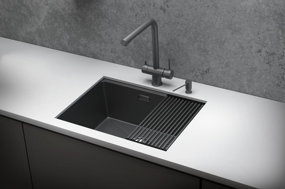 KS-6045U, ГРАФИТ МАТОВЫЙ, стальная кухонная мойка KITCHEN SPACE