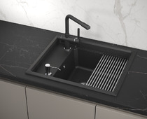 KS-6004, ЧЁРНЫЙ, кухонная мойка, кварц