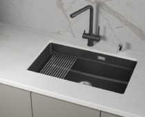 KS-7303iU, ЧЁРНЫЙ  кухонная мойка, кварц
