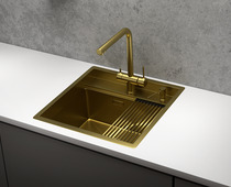 KS-5051, ЗОЛОТО САТИН, стальная кухонная мойка KITCHEN SPACE