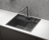 KS-6051, ГРАФИТ МАТОВЫЙ, стальная кухонная мойка KITCHEN SPACE