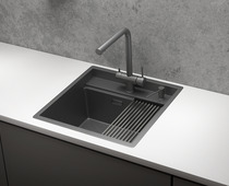 KS-5051, ГРАФИТ МАТОВЫЙ, стальная кухонная мойка KITCHEN SPACE