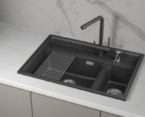 KS-7302i, ЧЁРНЫЙ  кухонная мойка, кварц