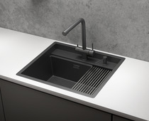 KS-6051, ЧЕРНЫЙ МАТОВЫЙ, стальная кухонная мойка KITCHEN SPACE