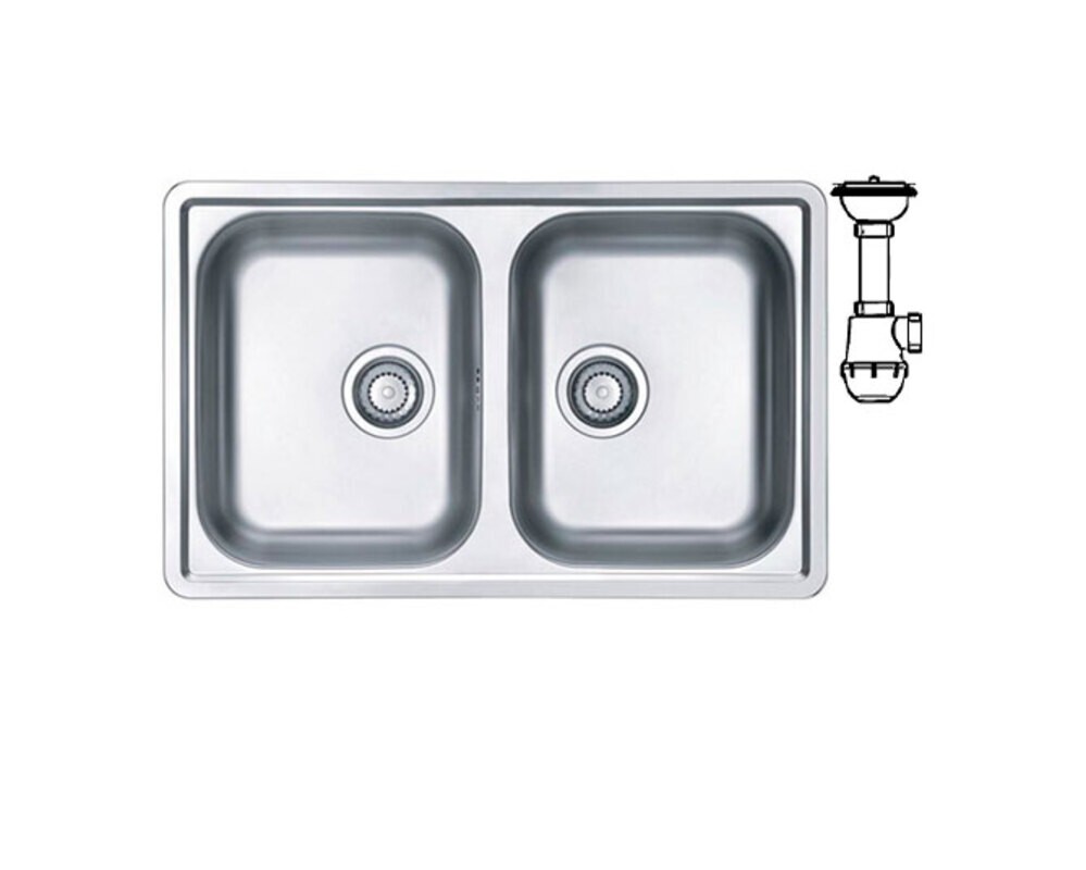 Мойка ALVEUS LINE 90 NAT-90 790X500 2X в компл. с сифоном 1130555,