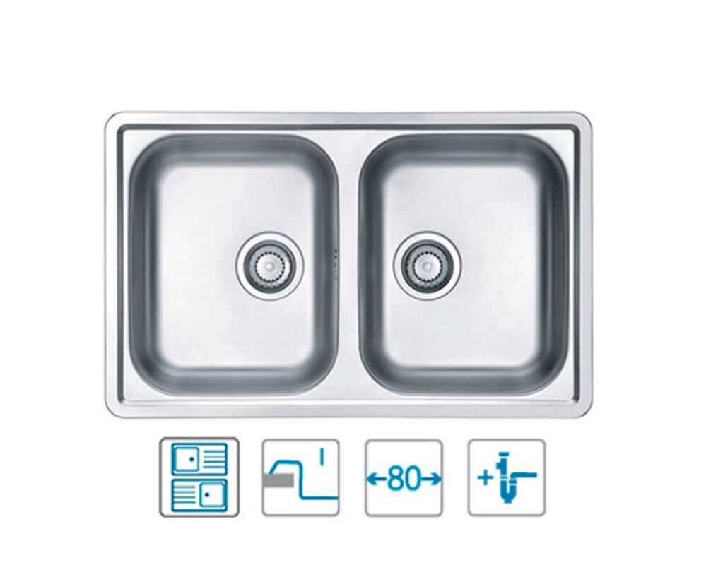 Мойка ALVEUS LINE 90 NAT-90 790X500 2X в компл. с сифоном 1130555,