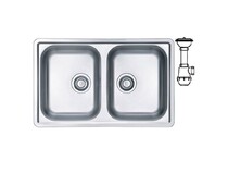 Мойка ALVEUS LINE 90 NAT-90 790X500 2X в компл. с сифоном 1130555,