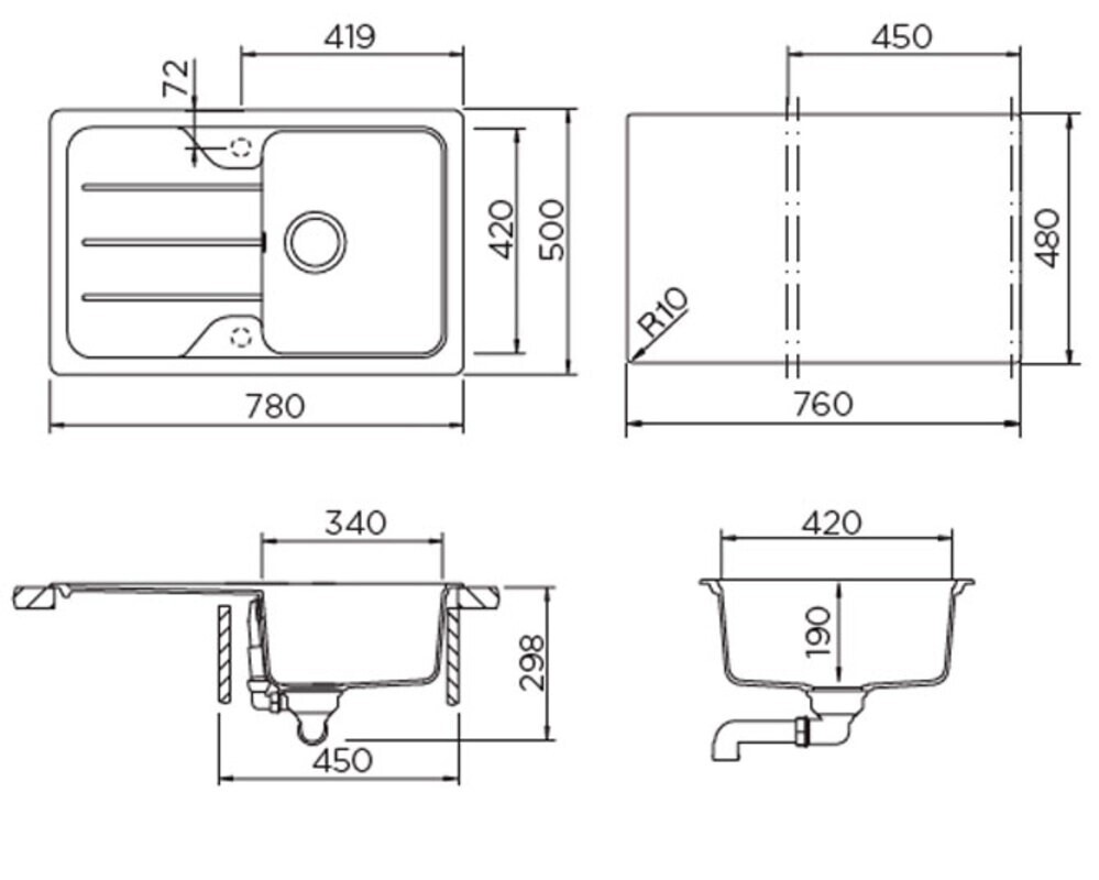 Мойка Schock FORMHAUS 45D баварский камень 780х500