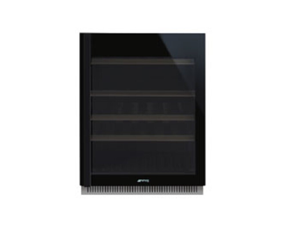 SMEG CVI638LN3 Холодильный шкаф для вина встраиваемый, 60 см, высота 82 см, петли слева, черное стекло.