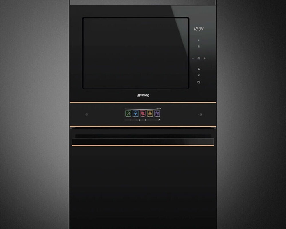 SMEG FMI625CN Встраиваемая микроволновая печь, 60 см, высота 38 см, 5 функций, черное стекло Eclipse
