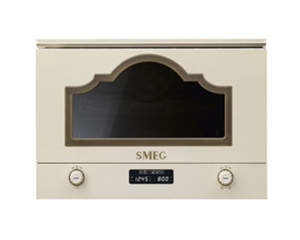 SMEG MP722PO Встраиваемая микроволновая печь, 60 см, высота 38 см, 6 функций, цвет кремовый, фурнитура латунная.