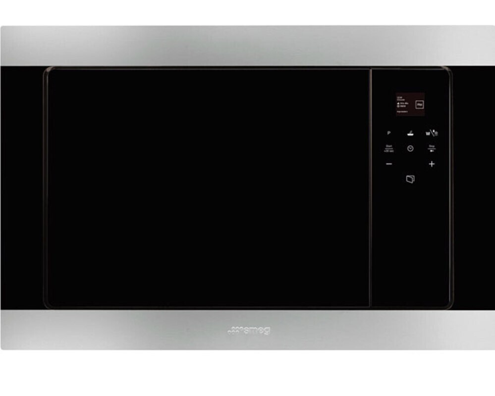 SMEG FMI320X2 Встраиваемая микроволновая печь, 60 см, высота 38 см, 3 функций, черное стекло Eclipse + нержавеющая сталь