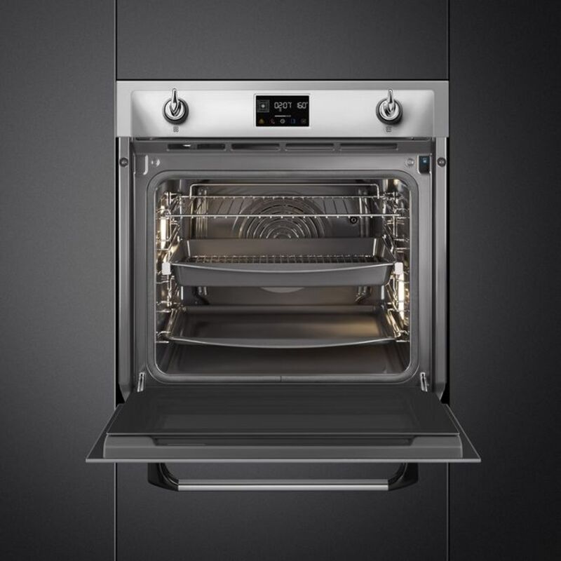 SMEG SOP6902S2PX Многофункциональный духовой шкаф с пароувлажнением и пиролизом, 60 см, 12 функций, нержавеющая сталь с обработкой против отпечатков пальцев