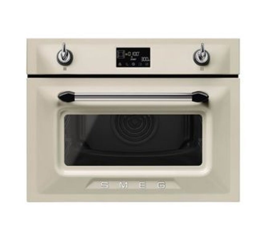 SMEG SO4902M1P Компактный многофункциональный духовой шкаф, комбинированный с микроволновой печью, ширина 60 см, высота 45 см, 11 функций, цвет кремовый