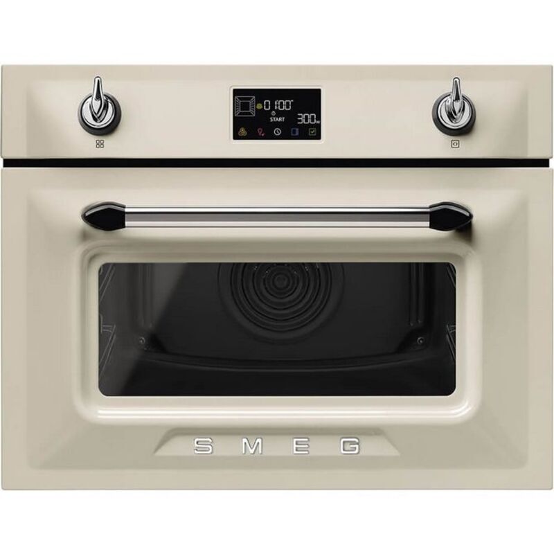 SMEG SO4902M1P Компактный многофункциональный духовой шкаф, комбинированный с микроволновой печью, ширина 60 см, высота 45 см, 11 функций, цвет кремовый