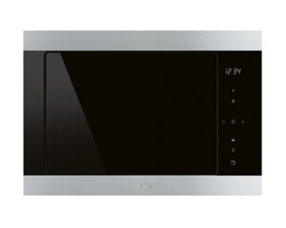 SMEG FMI325X  Встраиваемая микроволновая печь, 60 см, высота 38 см, черное стекло + нержавеющая сталь.