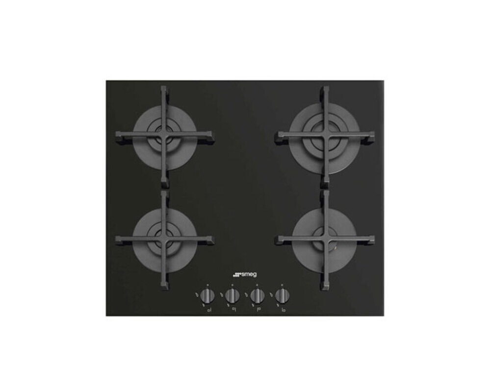 SMEG PV264B Газовая варочная панель, 60 см, чёрное стекло, прямой край.