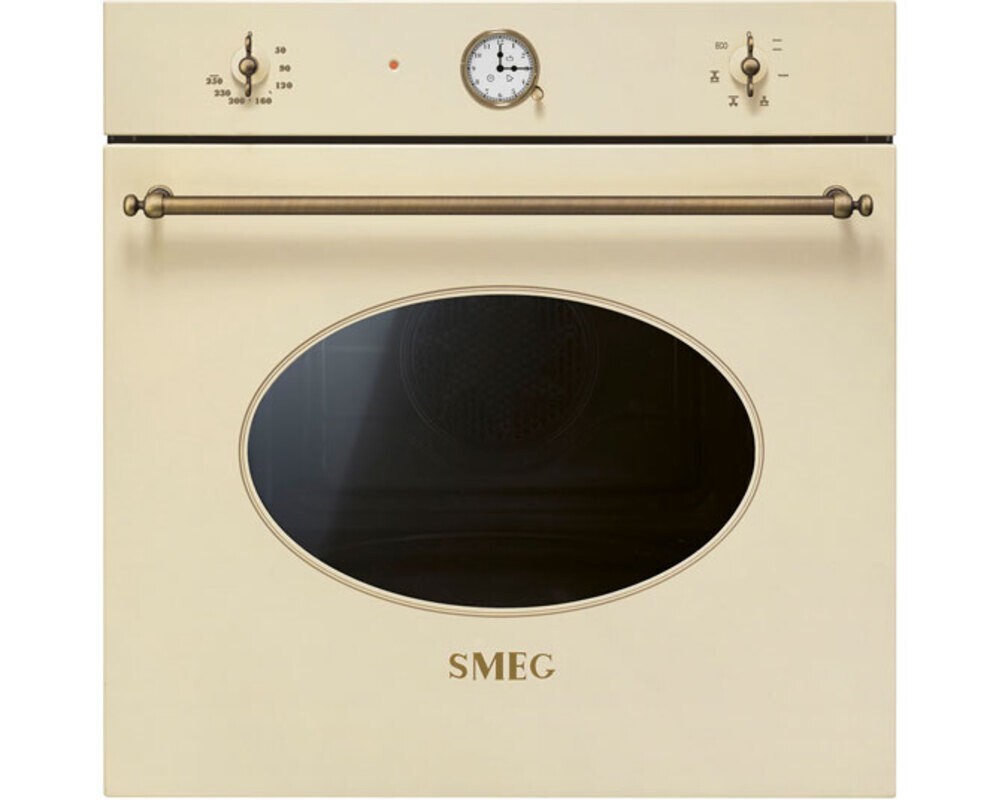 SMEG SF68C1PO Многофункциональный духовой шкаф,60 см, 6 функций, цвет кремовый, фурнитура латунная