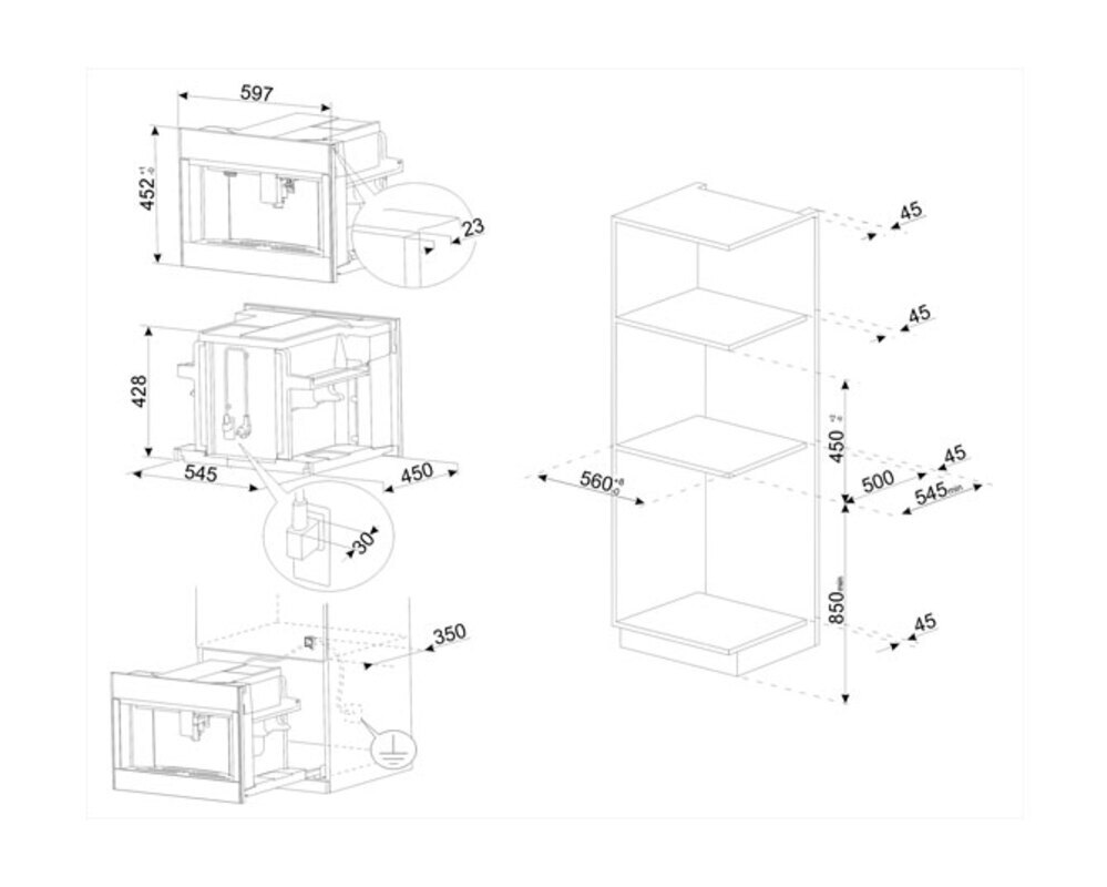SMEG CMS4303XRU Автоматическая кофемашина, 60 см, высота 45 см, нержавеющая сталь, обработка против отпечатков пальцев