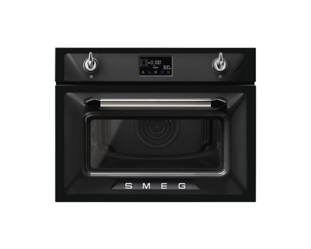 SMEG SO4902M1N Компактный многофункциональный духовой шкаф, комбинированный с микроволновой печью, ширина 60 см, высота 45 см, 12 функций, цвет чёрный