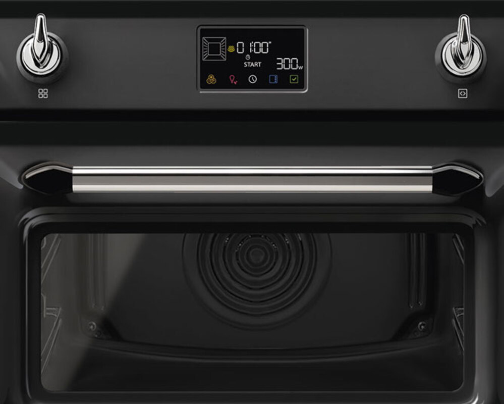 SMEG SO4902M1N Компактный многофункциональный духовой шкаф, комбинированный с микроволновой печью, ширина 60 см, высота 45 см, 12 функций, цвет чёрный