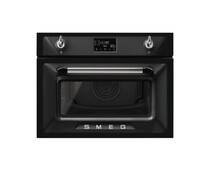 SMEG SO4902M1N Компактный многофункциональный духовой шкаф, комбинированный с микроволновой печью, ширина 60 см, высота 45 см, 12 функций, цвет чёрный