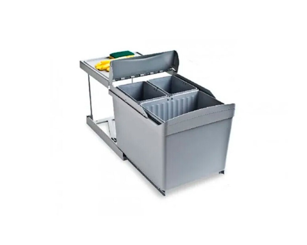 Система сортировки мусора ALBIO 30 1X16 L+2X7,5 L серый пластик ALVEUS,
