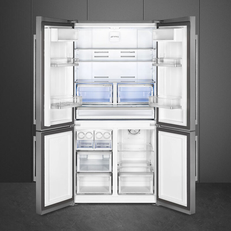 SMEG FQ60XDE Отдельностоящий 4-х дверный холодильник Side-by-Side, 90.8 см, No-frost, эффект нержавеющей стали