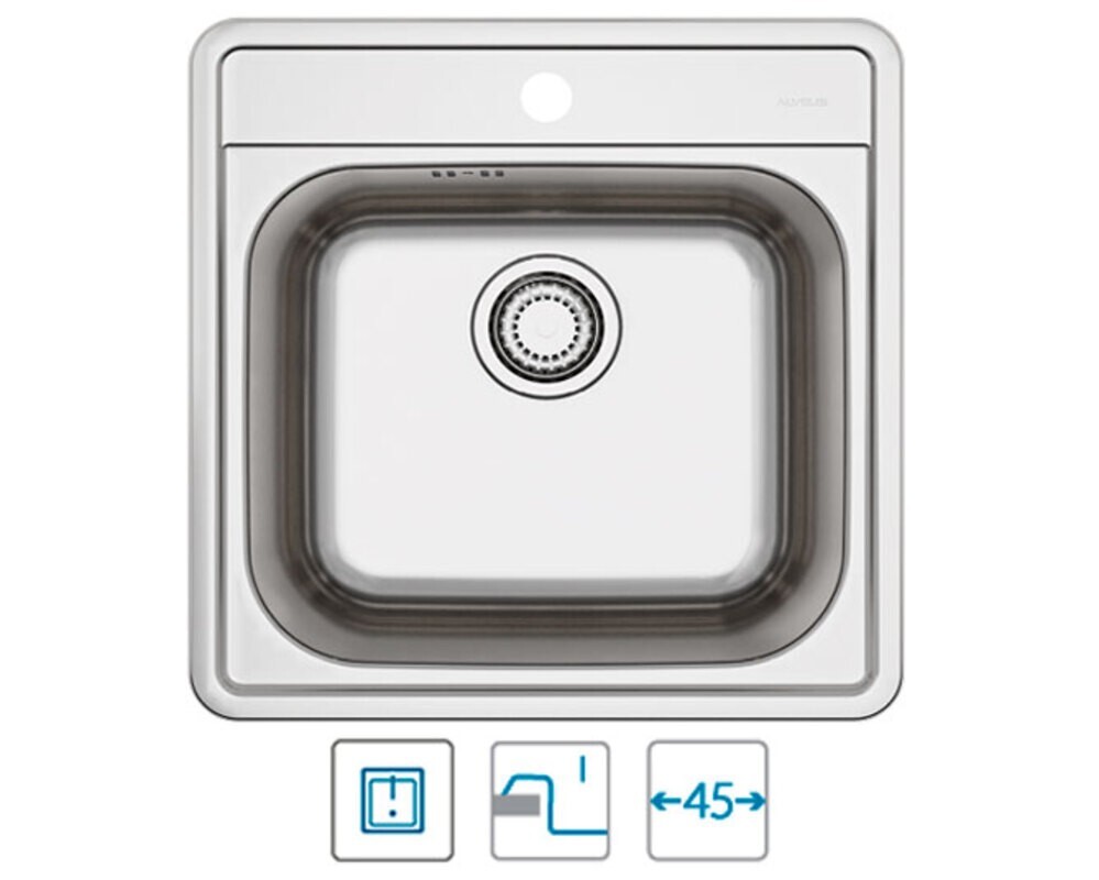 Мойка ALVEUSMORE 20 NAT-90 490 X 500 в комплекте с сифоном 1130550,