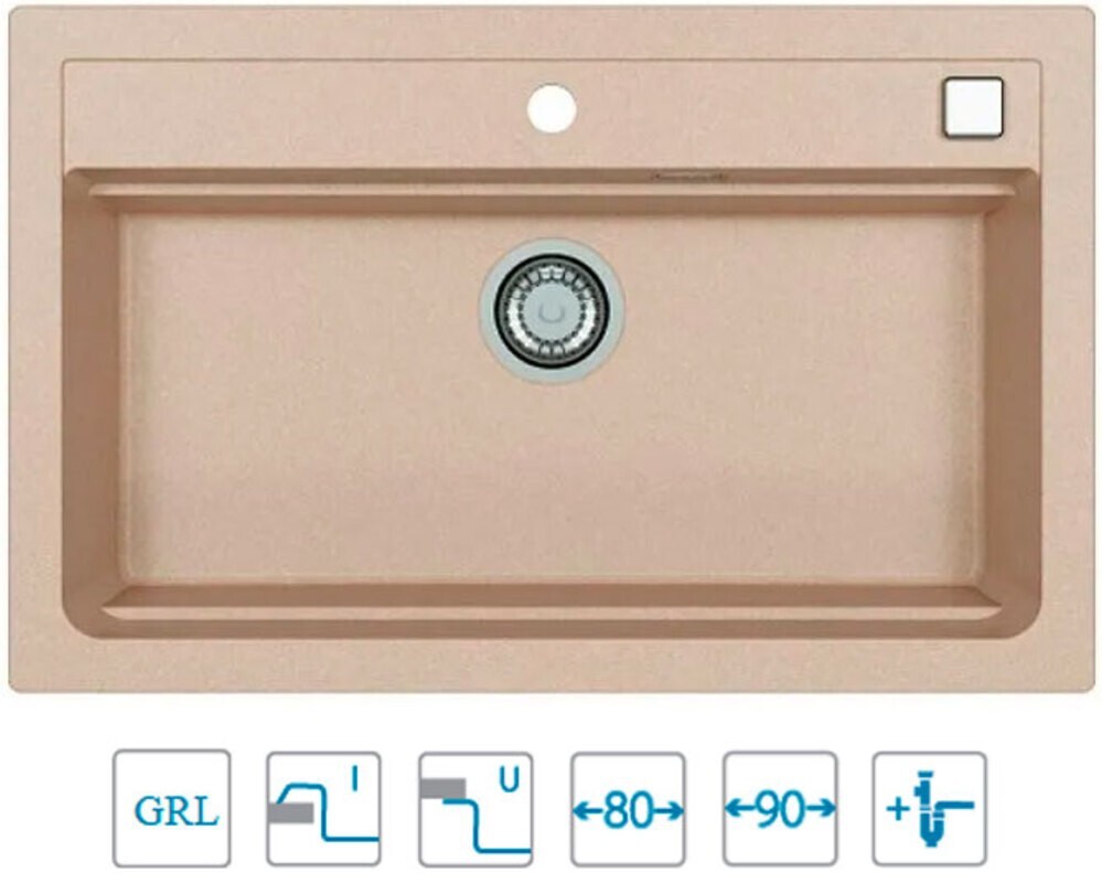 Мойка ALVEUS  GRANITAL ATROX 40 TERRA - G22 790 X  500  1X в комплекте с сифоном 1132823,