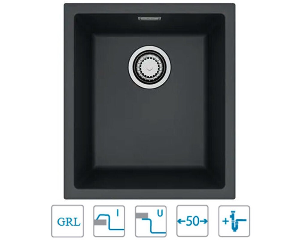 Мойка ALVEUS  OMNI 20 GRANITAL DEEP BLACK-G90  450x450x198 с сифоном 1145083