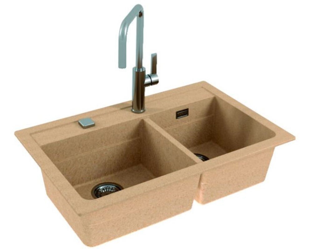 Мойка ALVEUS  GRANITAL ATROX 50 BEIGE - G55 790x500x195 в комплекте с сифоном 1132822,