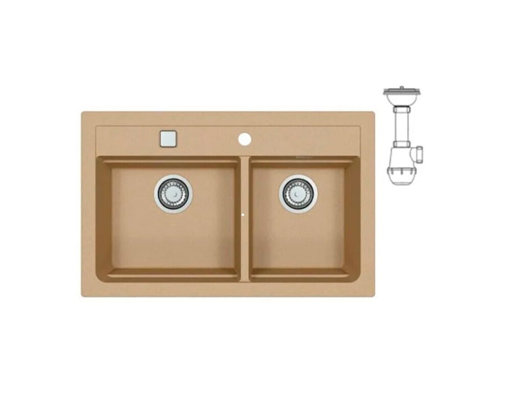 Мойка ALVEUS  GRANITAL ATROX 50 BEIGE - G55 790x500x195 в комплекте с сифоном 1132822,