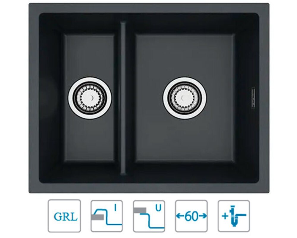 Мойка ALVEUS  OMNI 50 GRANITAL CARBON-G91  550x450x198 с сифоном 1150202