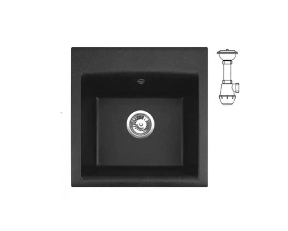 Мойка ALVEUS  GEM 10 GRANITAL G91 500X500X180 в комплекте с сифоном 1130548
