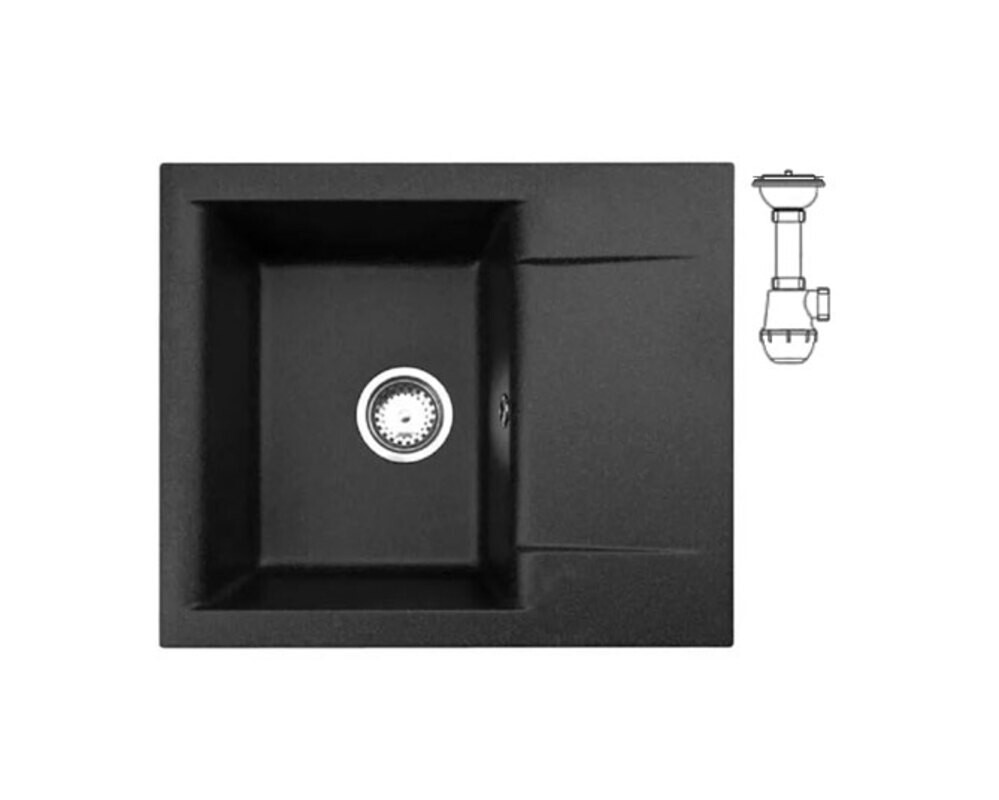 Мойка ALVEUS  GEM 20 GRANITAL G91 590X500X180 в комплекте с сифоном 1130548