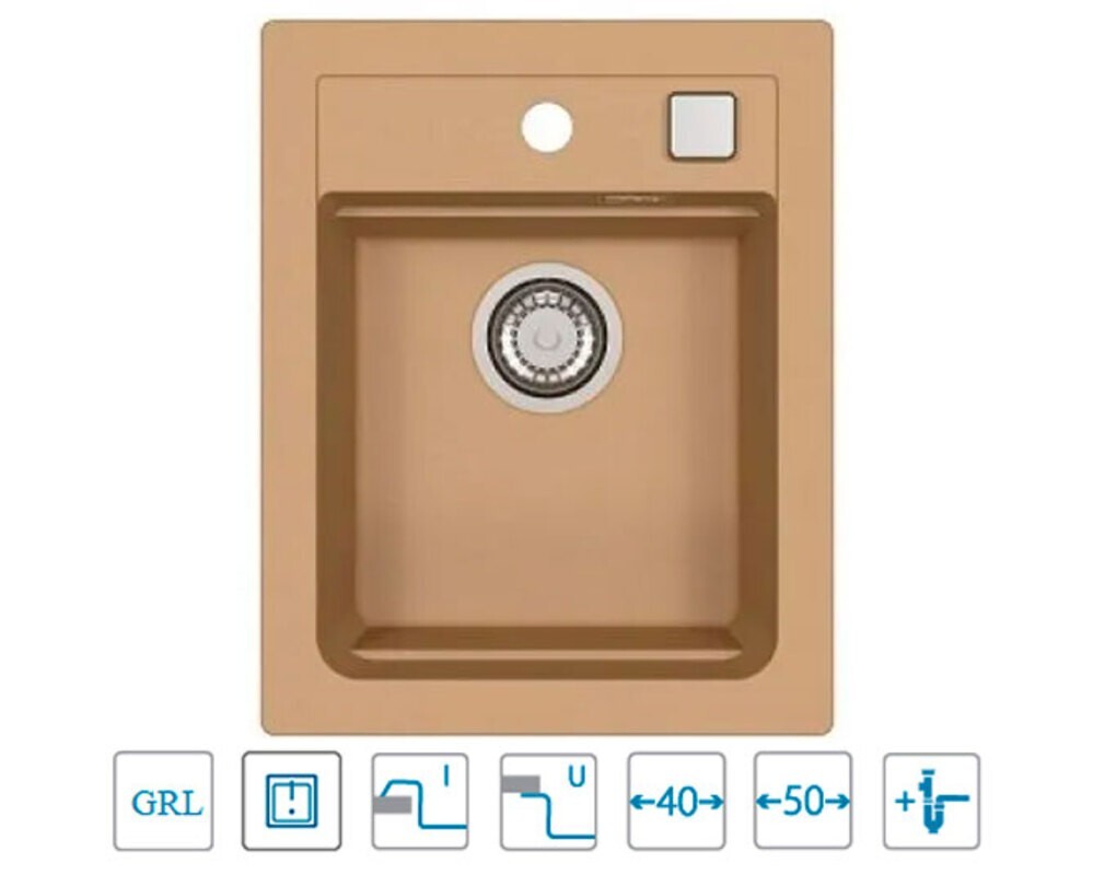 Мойка ALVEUS  GRANITAL ATROX 10 BEIGE - G55 400 X  500  1X в комплекте с сифоном 1132823