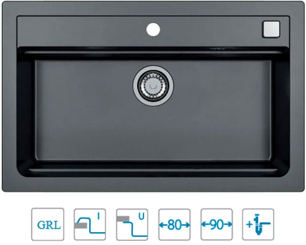 Мойка ALVEUS  GRANITAL ATROX 40 CARBON - G91 790 X  500  1X в комплекте с сифоном 1132823,