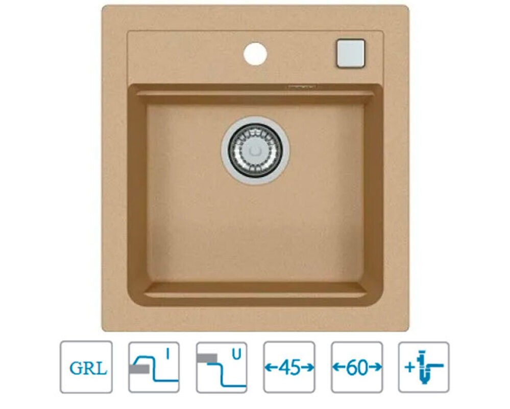 Мойка ALVEUS  GRANITAL ATROX 20 BEIGE - G55 470 X  500  1X в комплекте с сифоном 1132823,
