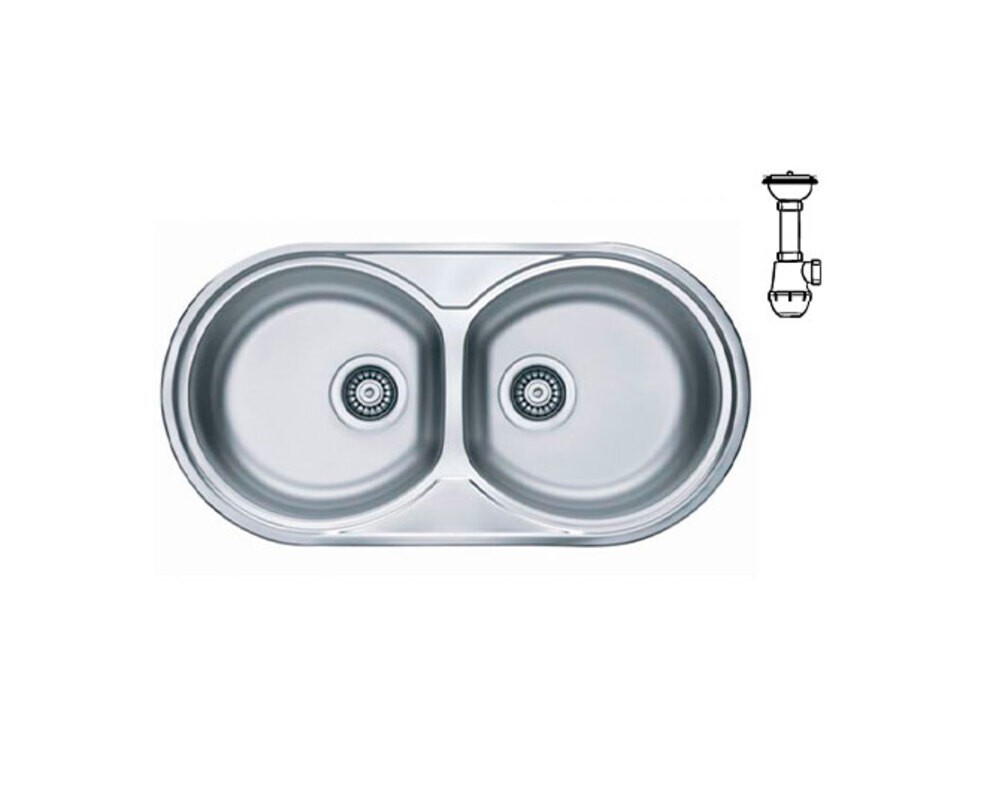 Мойка ALVEUS FORM 50 NAT-90 832X437 в комплекте с сифоном 1130557,