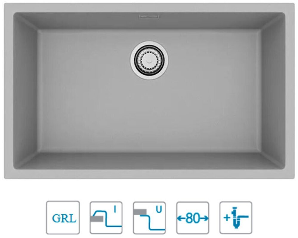 Мойка ALVEUS  OMNI 40 GRANITAL CONCRETE-G81  750x450x198 с сифоном 1145083