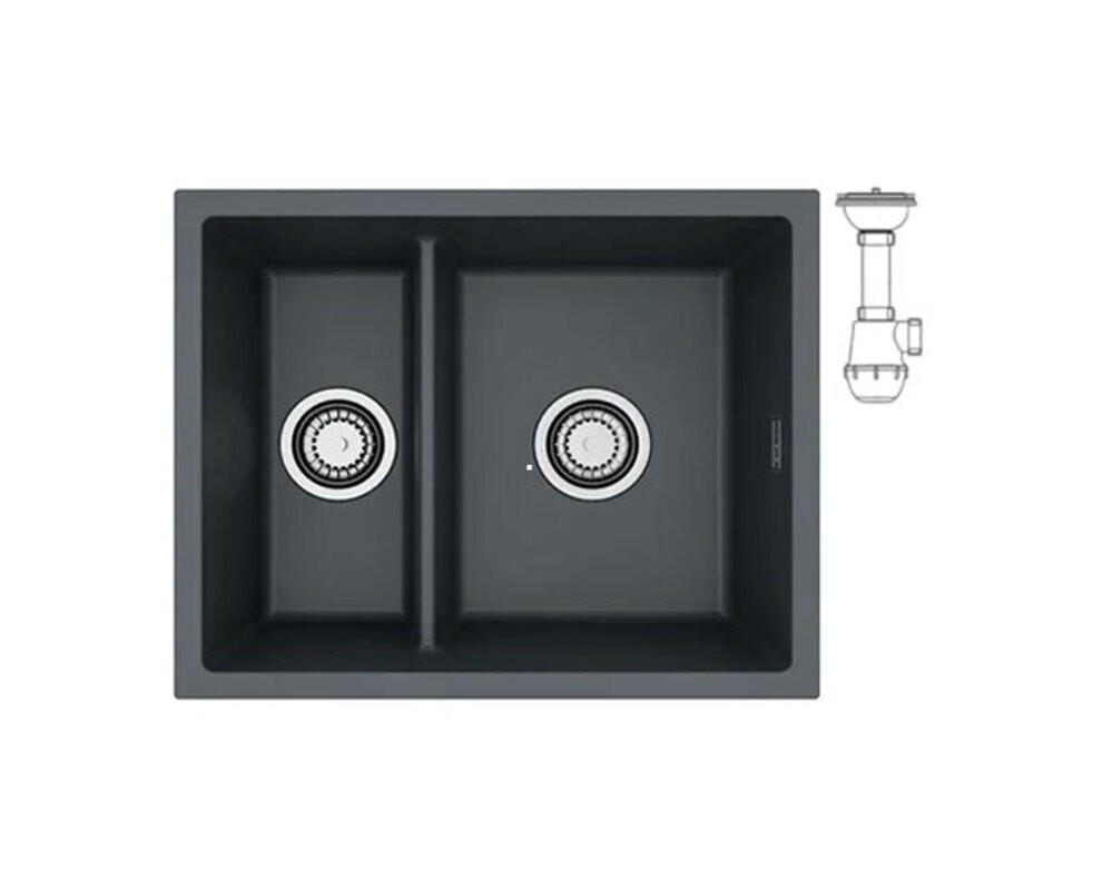 Мойка ALVEUS  OMNI 50 GRANITAL DEEP BLACK-G90  550x450x198 с сифоном 1150202