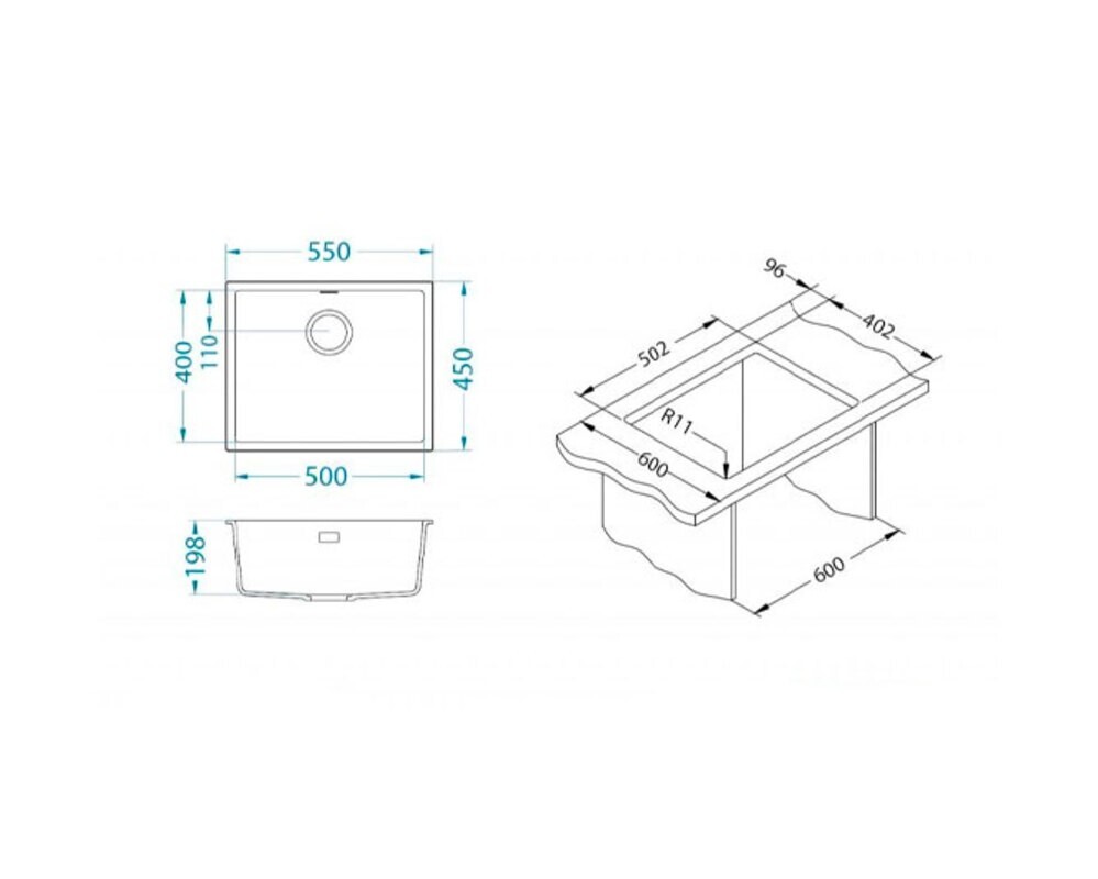 Мойка ALVEUS  OMNI 30 GRANITAL TERRA-G22  500x450x198 с сифоном 1145083