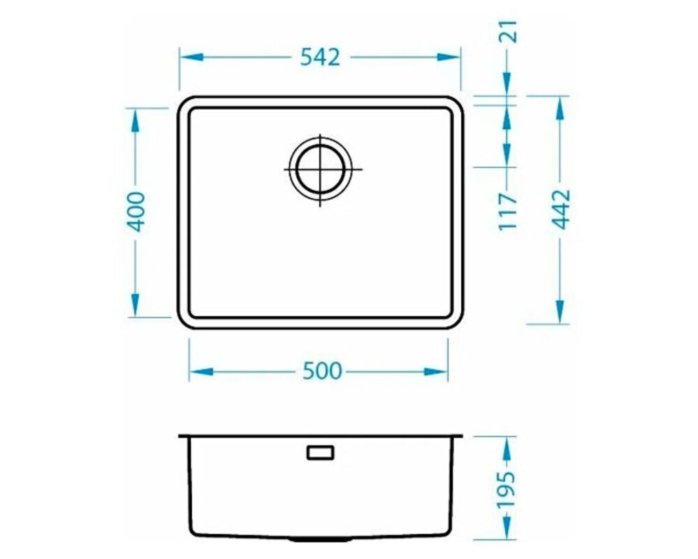 Мойка ALVEUS KOMBINO 50 SAT-90 500X400X200  в комплекте с сифоном 1130551