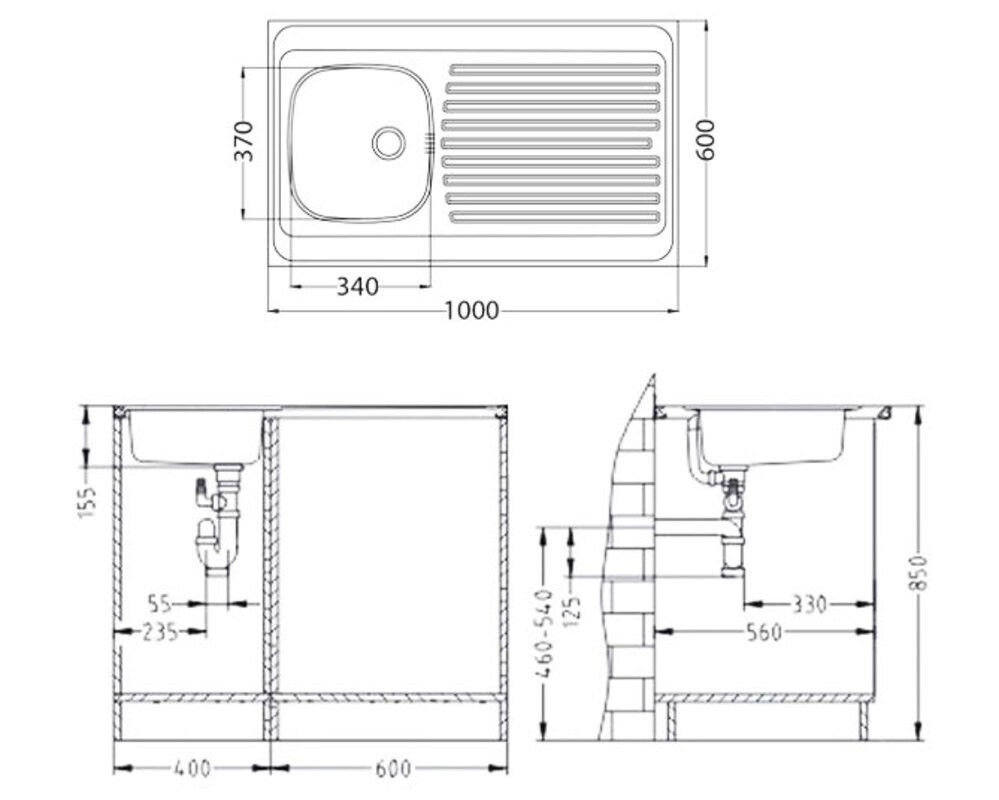 Мойка ALVEUS накладная CLASSIC 70 NAT 1000X600 в комплекте с сифоном 1011717,