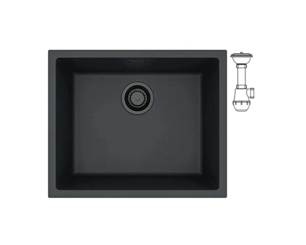 Мойка ALVEUS  OMNI 20 GRANITAL DEEP BLACK-G90 BE 450x450x198 с сифоном 1148151
