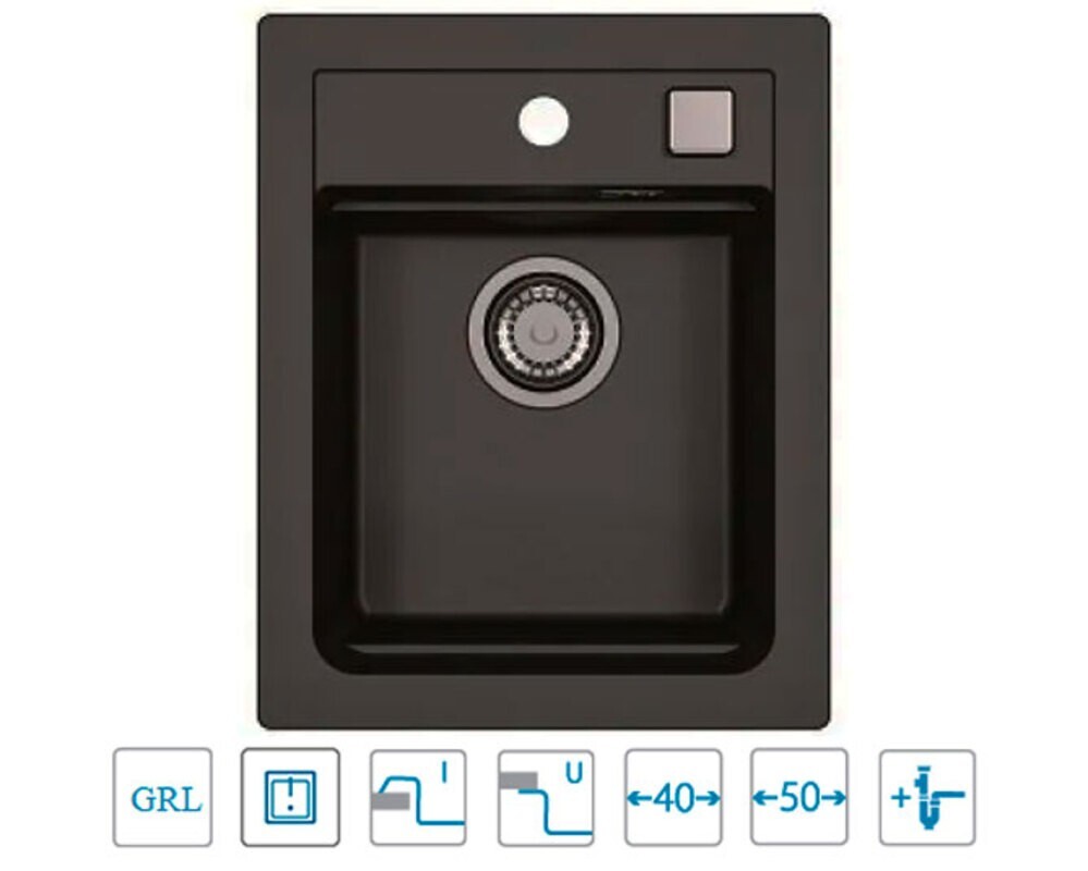 Мойка ALVEUS  GRANITAL ATROX 10 CARBON - G91 400 X  500  1X в комплекте с сифоном 1132823