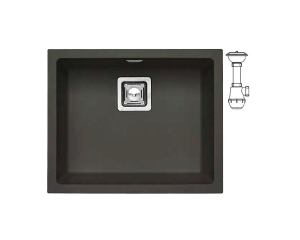Мойка ALVEUS  QUADRIX 50 GRANITAL+ DEEP BLACK-G90 560X460X200 с сифоном 1133398
