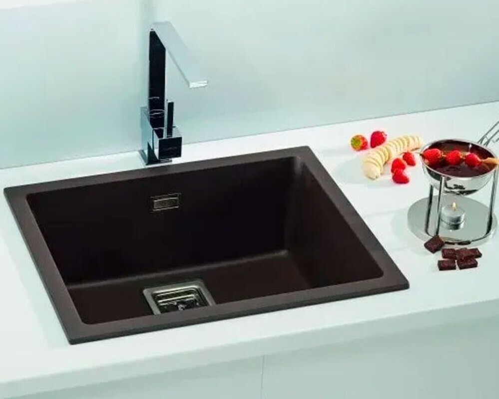 Мойка ALVEUS  QUADRIX 50 GRANITAL+ DEEP BLACK-G90 560X460X200 с сифоном 1133398